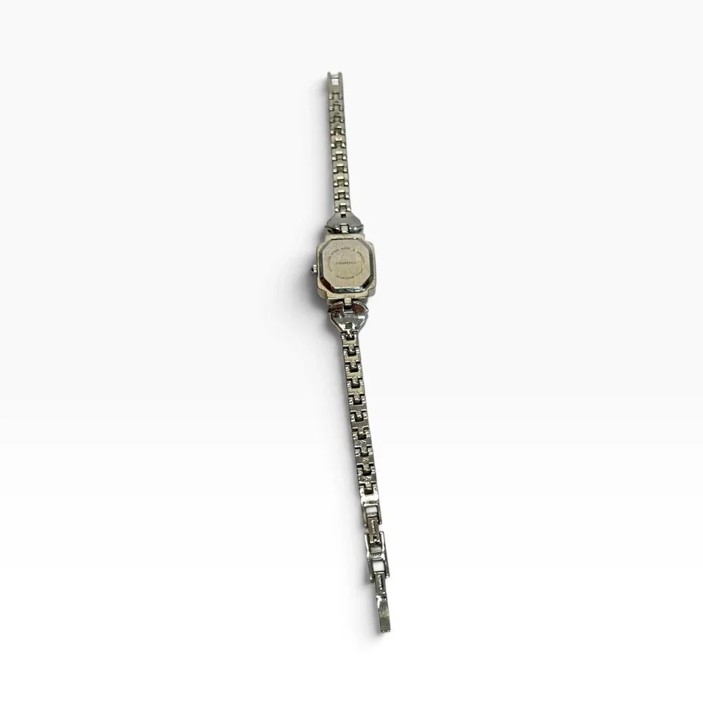Rhinestone Dress Watch Womens Silver Tone Square MOP Dial F3059331/U